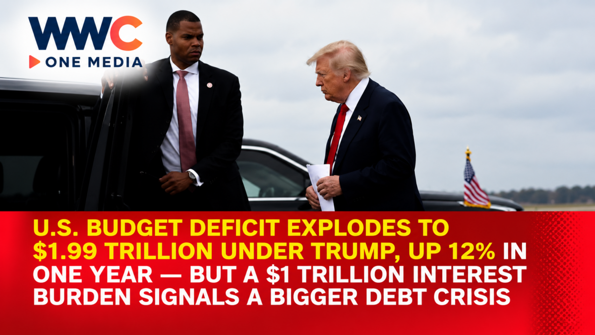 U.S. Budget Deficit Explodes to $1.99 Trillion Under Trump, Up 12% in One Year — But a $1 Trillion Interest Burden Signals a Bigger Debt Crisis