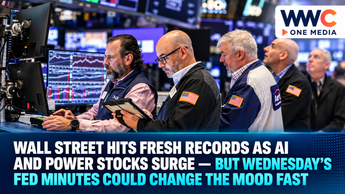 Wall Street Hits Fresh Records as AI and Power Stocks Surge — But Wednesday’s Fed Minutes Could Change the Mood Fast