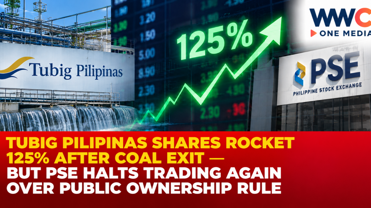 Tubig Pilipinas Shares Rocket 125% After Coal Exit — But PSE Halts Trading Again Over Public Ownership Rule